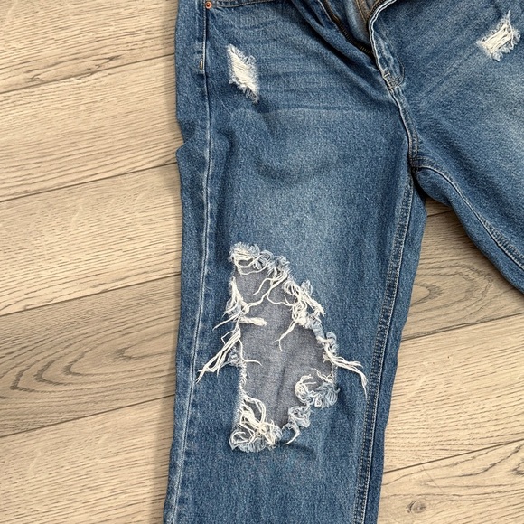 Wax Jean Distressed Women's Blue Denim Jeans Medium with Vintage Aesthetic - Picture 6 of 9